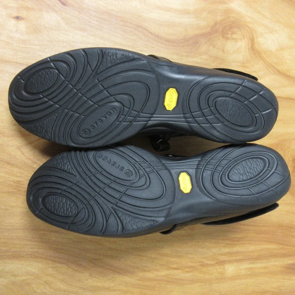 ARAVON Jodi Mary Jane Double Strap Shoes VIBRAM 7 Narrow Black Leather WEJ02BB